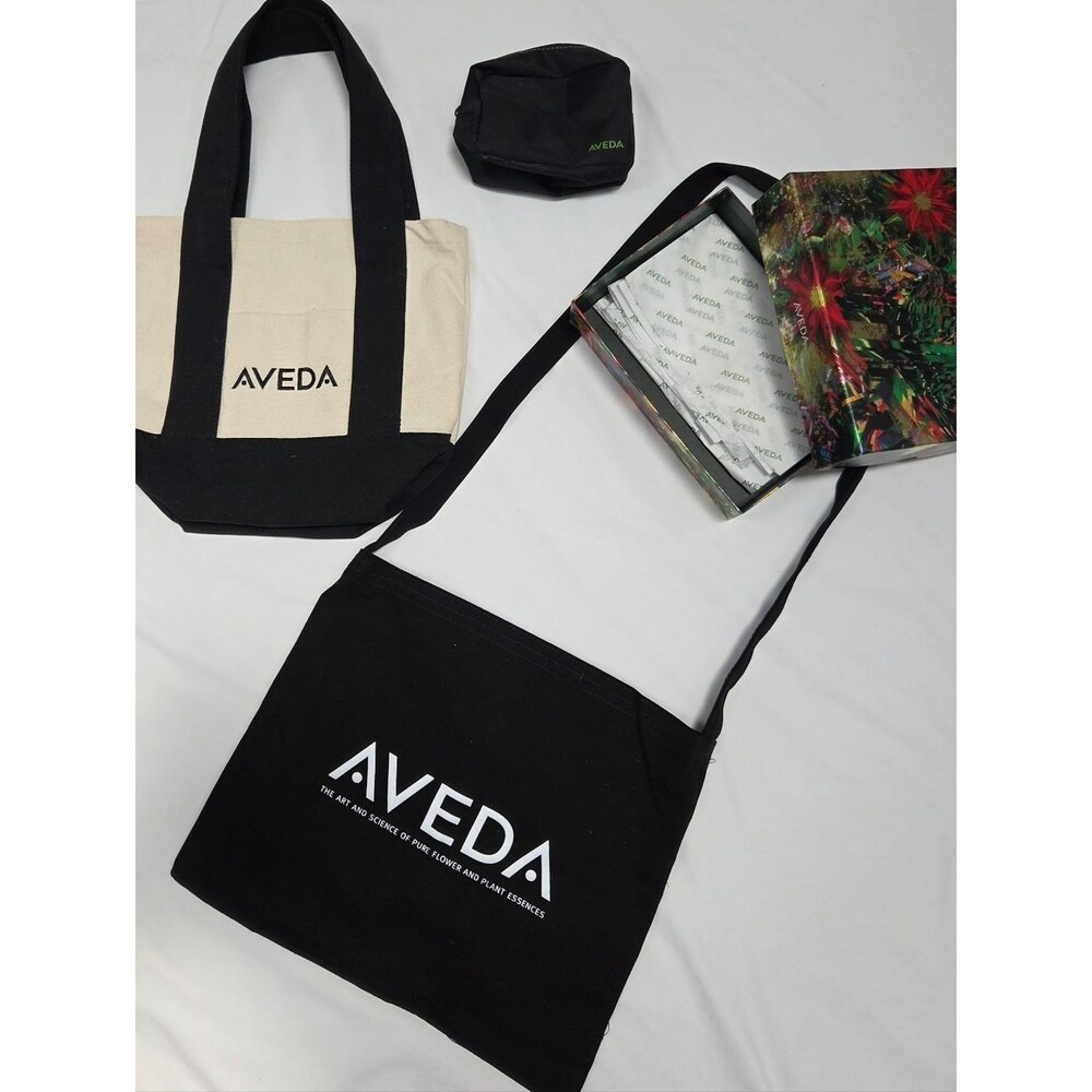 Aveda Lovers Bundle Tote Crossbody Gift Box Zip Pouch